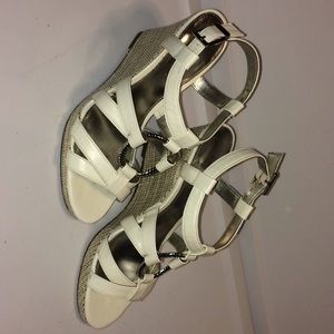 Alfani 2-1/2” white wedge dress heel